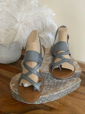 Maurices Gray Strappy Leather Sandals